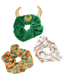 Loki Scrunchie Set / shop it <a href=https://www.boxlunch.com/product/marvel-loki-horned-crown-scrunchy-set---boxlunch-exclusive/16751265.html>here</a>
