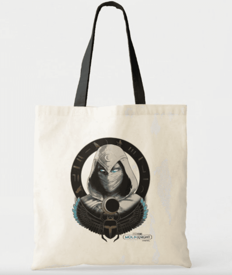 Moon Knight tote / shop it <a href=https://www.zazzle.com/moon_knight_egyptian_scarab_graphic_tote_bag-149944499943451244>here</a>