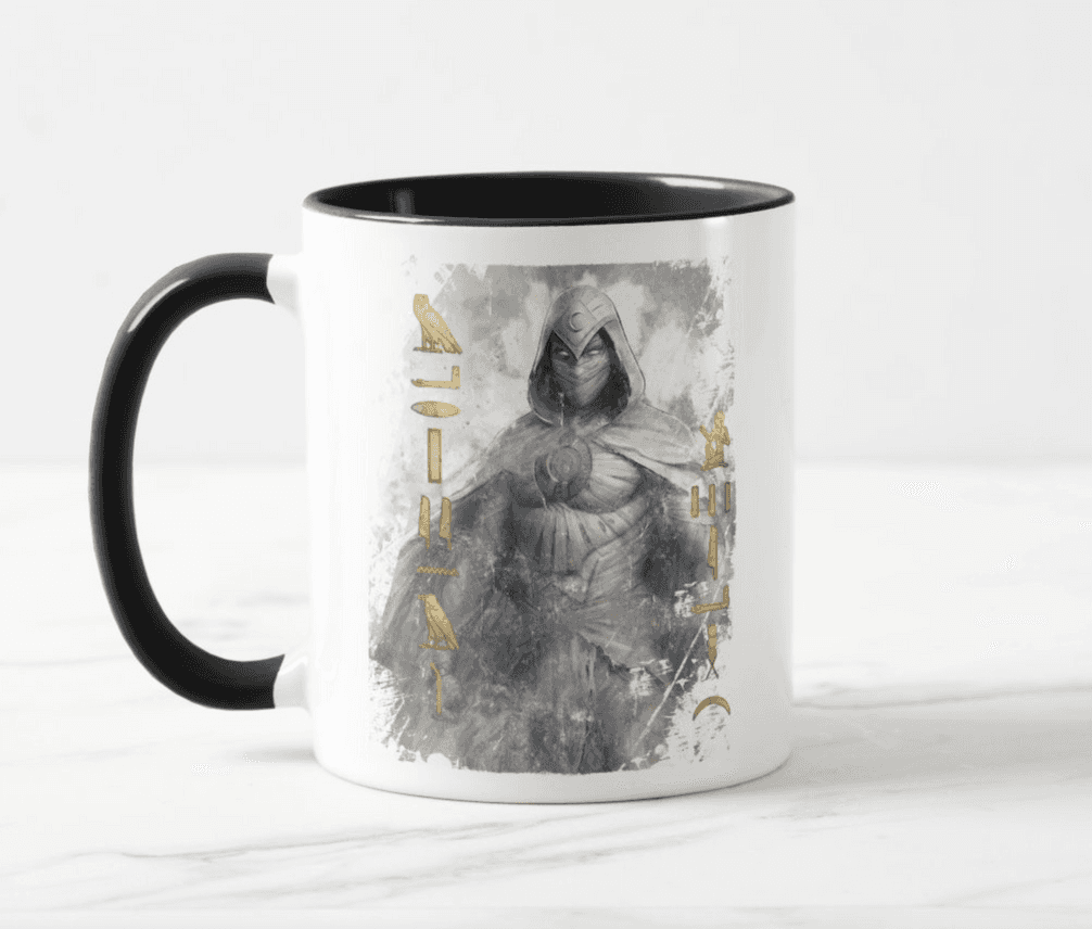 Moon Knight mug / shop it <a href=https://www.zazzle.com/moon_knight_hieroglyphic_graphic_mug-168596608940491188>here</a>