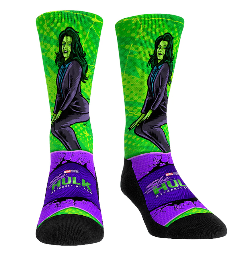 She-Hulk Twerking socks / shop it <a href=https://rockemsocks.com/products/she-hulk-twerking>here</a>