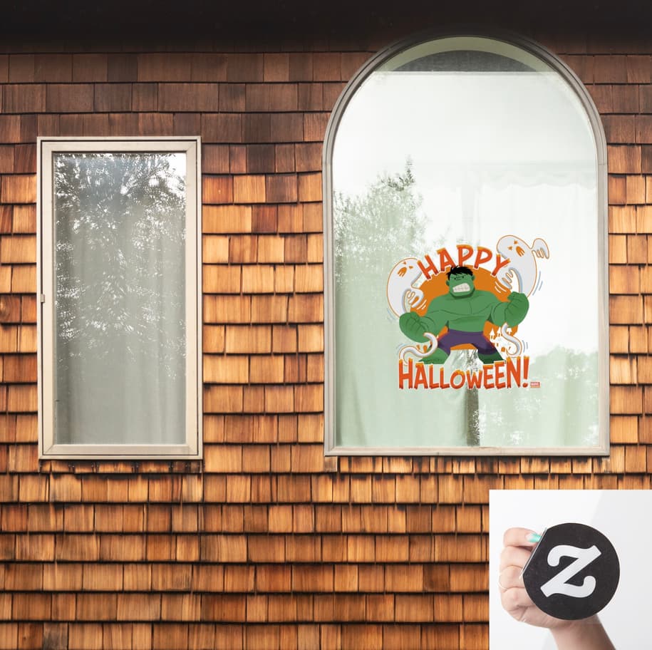 Halloween window cling / shop it <a href=https://www.zazzle.com/avengers_classics_hulk_happy_halloween_window_cling-256821549004427387>here</a>