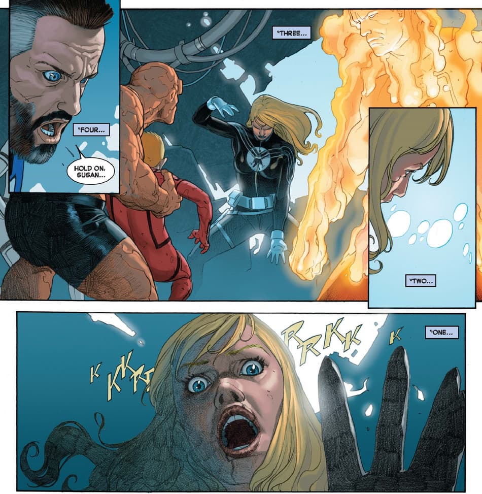 The Richards' family is lost in SECRET WARS (2015) #1.