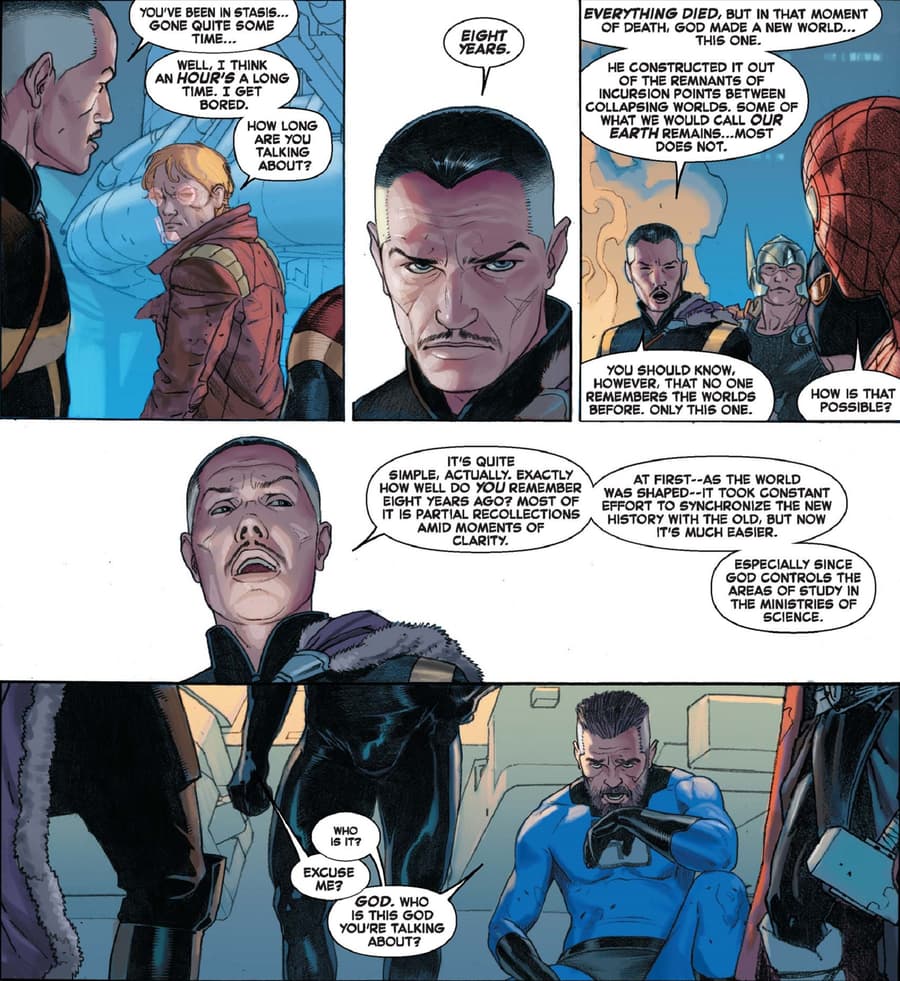 Strange explains Battleworld in SECRET WARS (2015) #3.