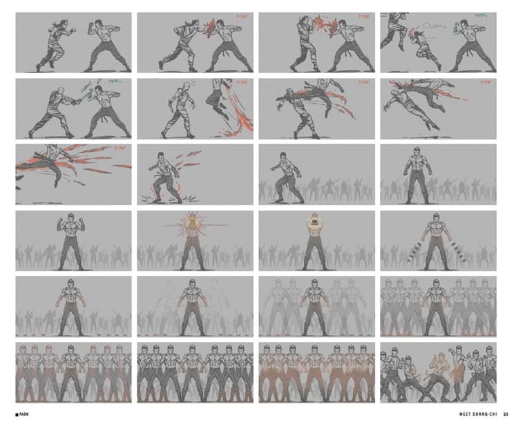 Storyboards from Marvel Studios' Shang-Chi and The Legend of The Ten Rings: The Art of the Movie.