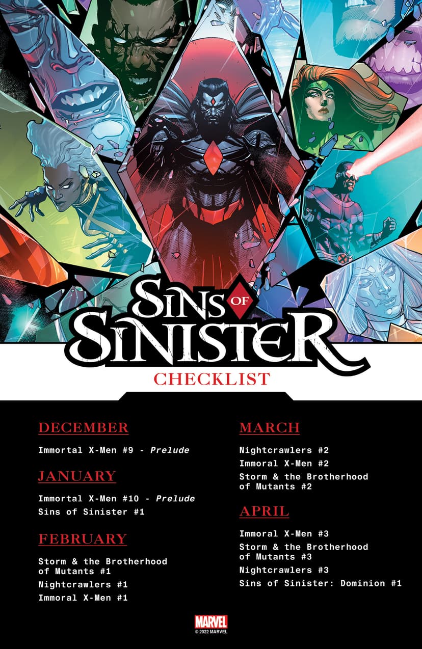 Sins of Sinister event checklist