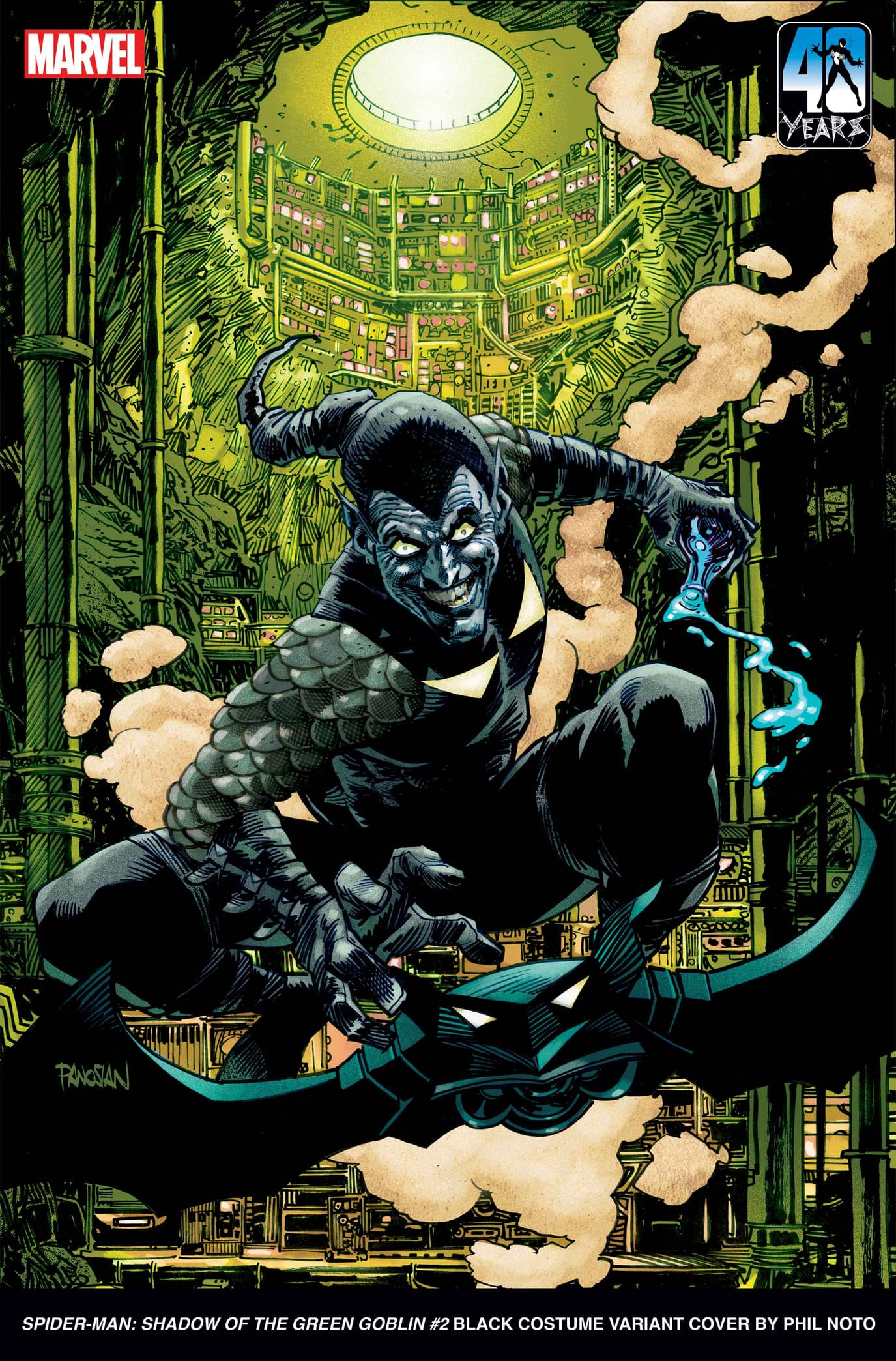 SPIDER-MAN: SHADOW OF THE GREEN GOBLIN #2 Black Costume Variant Cover by Dan Panosian
