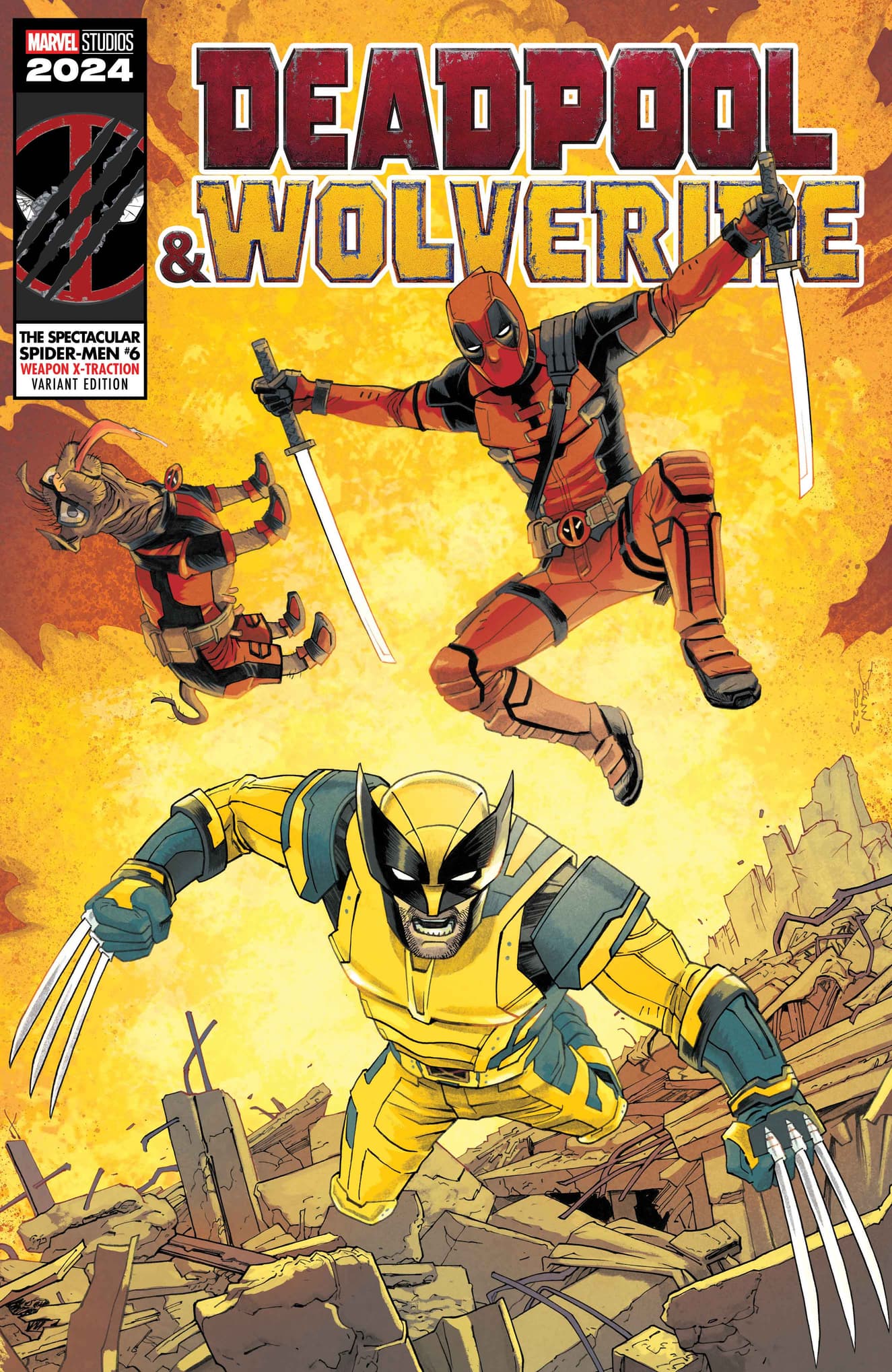 THE SPECTACULAR SPIDER-MEN #6 Deadpool & Wolverine Weapon X-Traction Variant Cover by Declan Shalvey