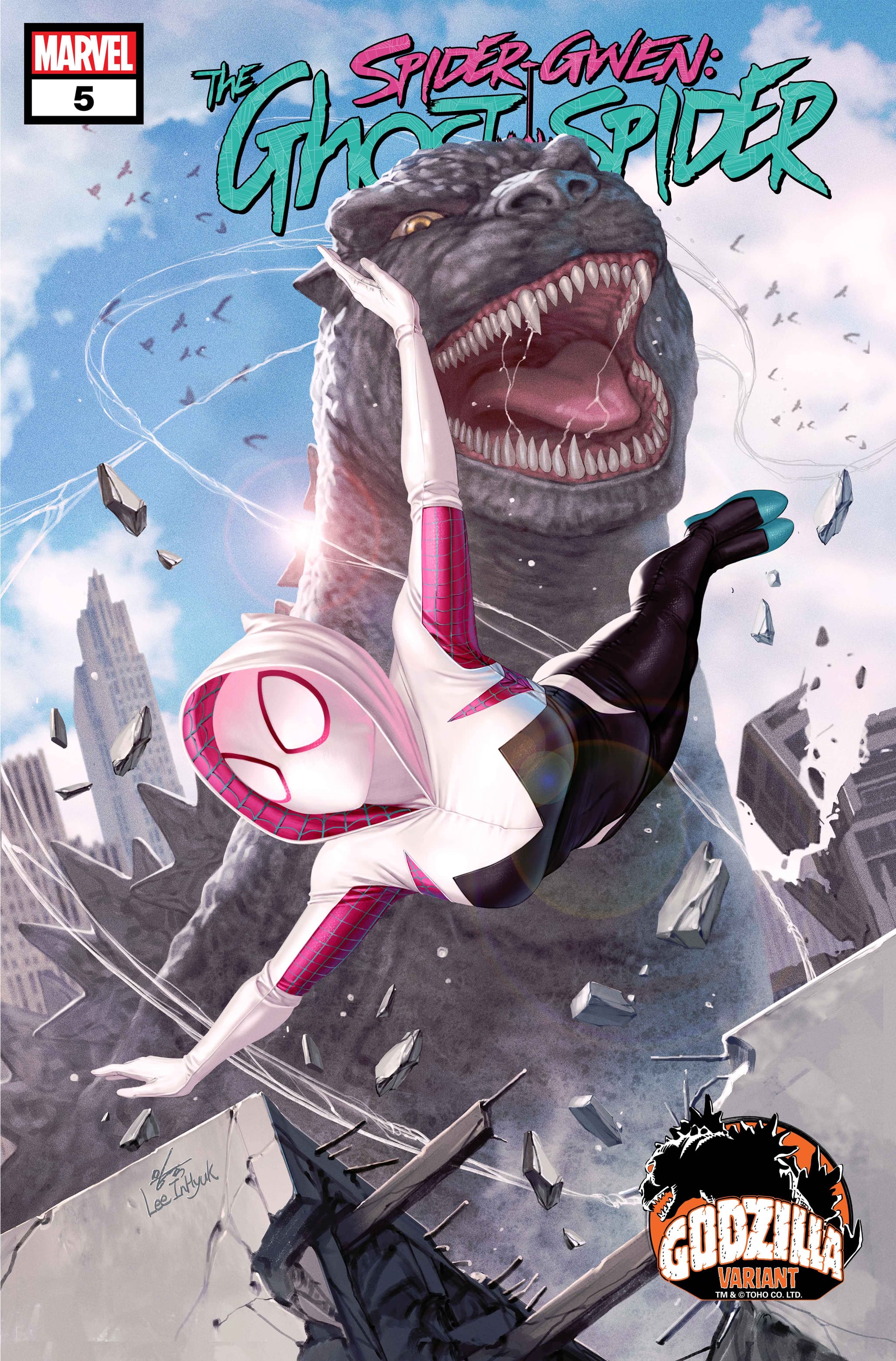 SPIDER-GWEN: THE GHOST-SPIDER #5 Godzilla Variant Cover by InHyuk Lee