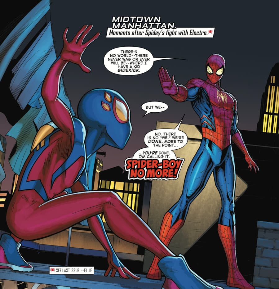 SPIDER-MAN (2022) #11 panels by Dan Slott and Luciano Vecchio