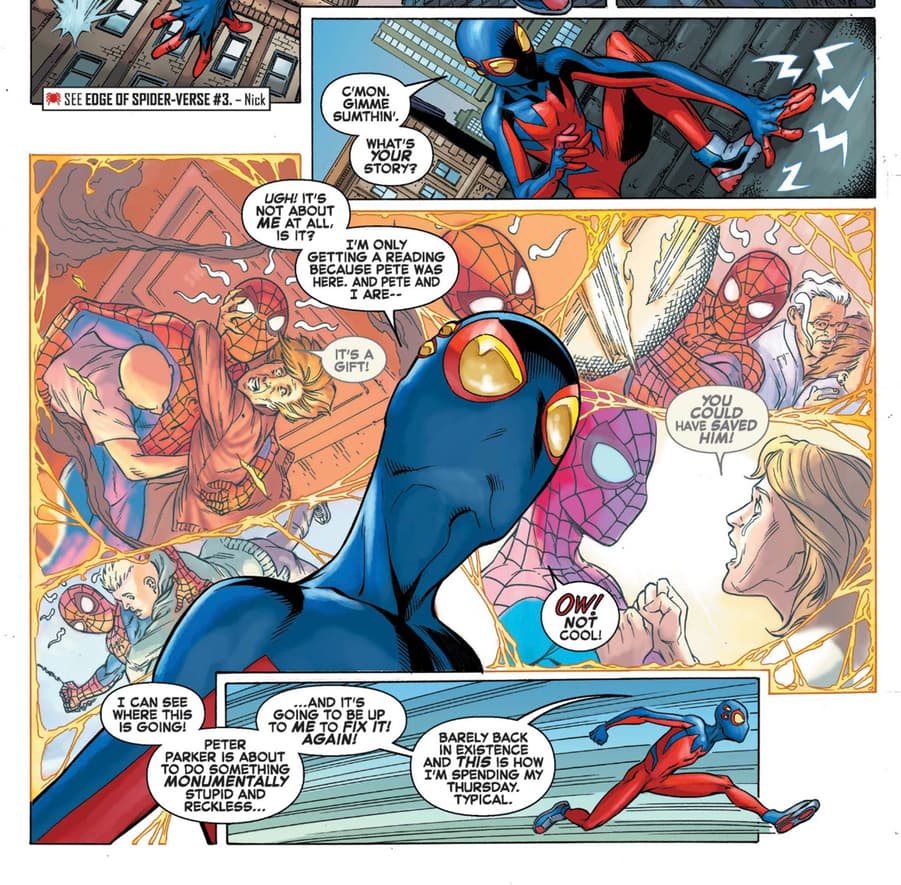 SPIDER-MAN (2022) #8 panels by Dan Slott and Mark Bagley
