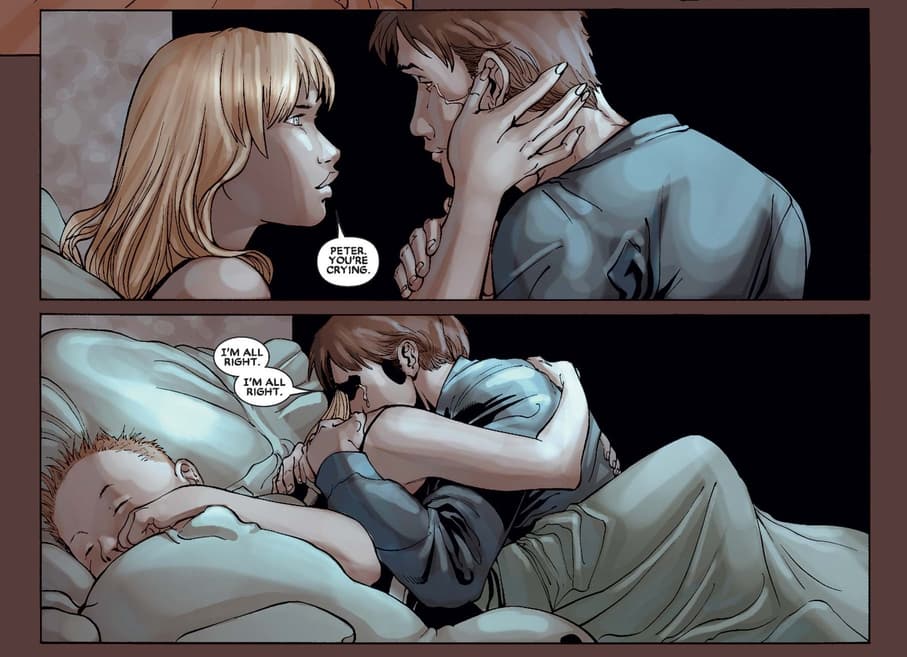 Peter’s family with Gwen Stacy in SPIDER-MAN: HOUSE OF M (2005) #1