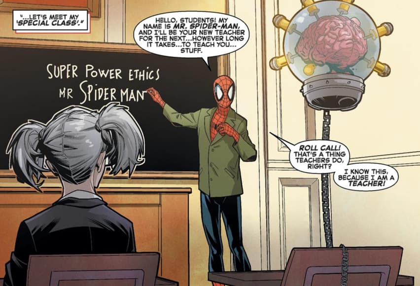 Spider-Man teaching mutants