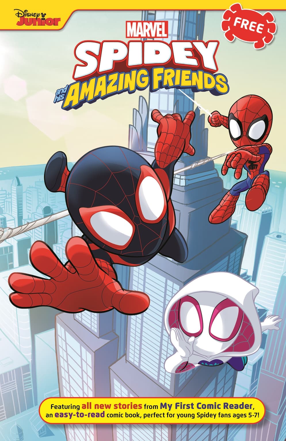 Cover to SPIDEY AND HIS AMAZING FRIENDS FREE COMIC by Falcinelli & Co.! 