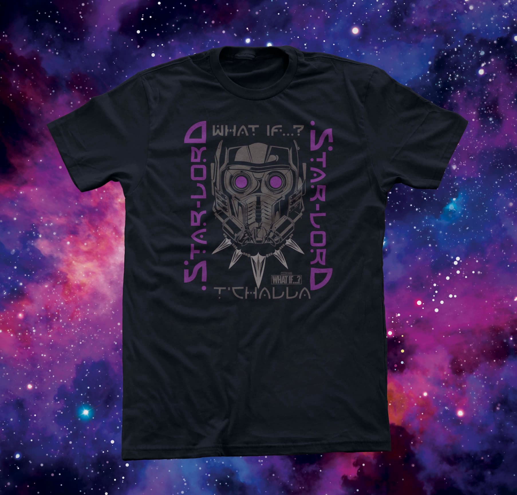 T’Challa Star-Lord Shirt / shop it <a href=https://www.hottopic.com/product/marvel-what-if...-star-lord-tchalla-t-shirt/16642831.html>here</a>