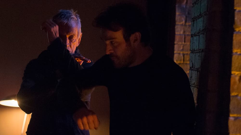 Scott Glenn as Stick and Charlie Cox as Matt Murdock in "Marvel's Daredevil" Season 1