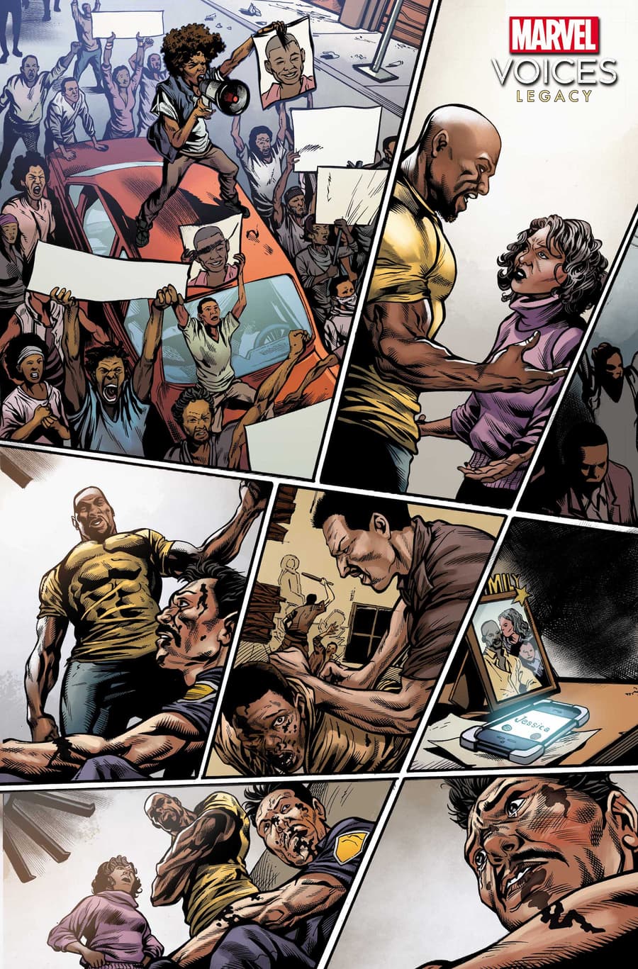 MARVEL'S VOICES: LEGACY #1 preview art by Sean Damien Hill, inks by Le Beau Underwood, colors by Rachelle Rosenberg