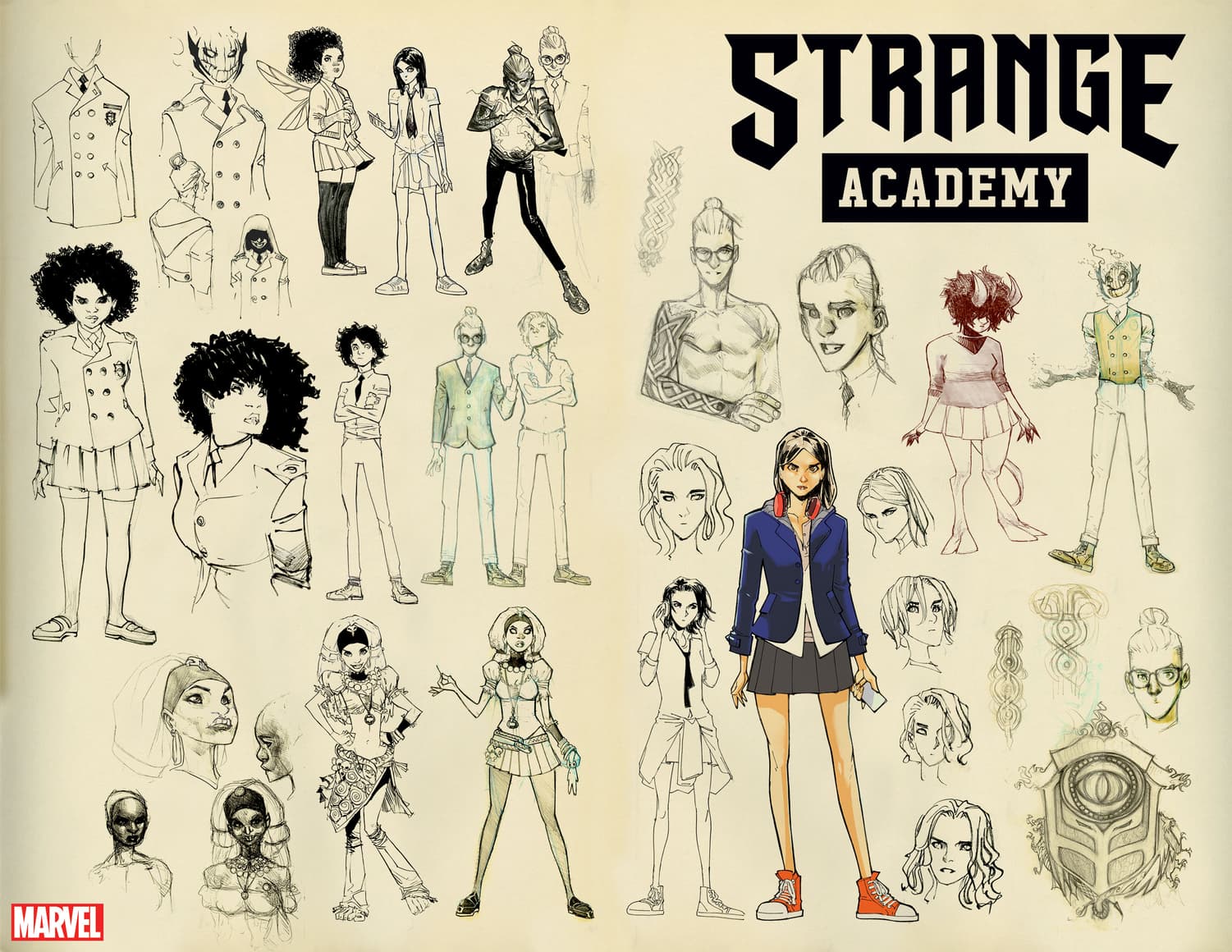 Strange Academy character designs by Humberto Ramos