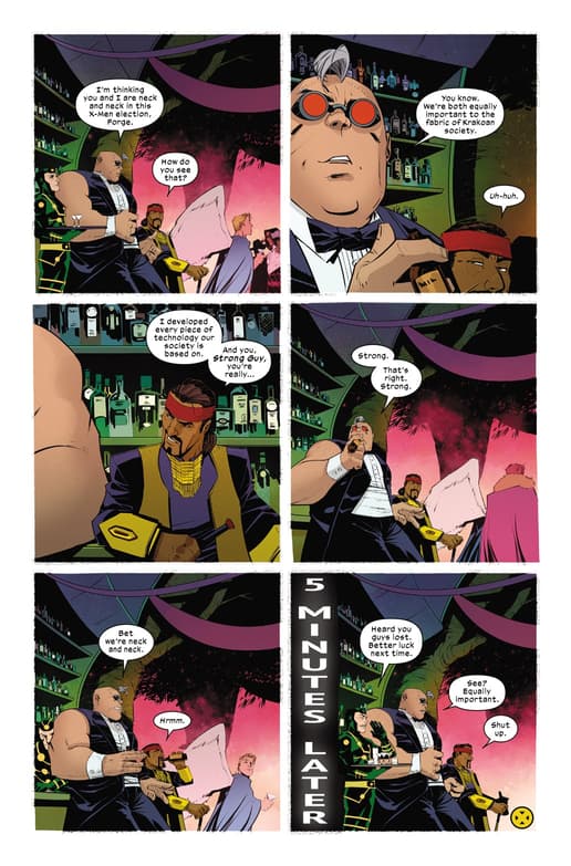 Strong Guy and Forge in EQUALITY: Written by Zeb Wells, art by Mike Henderson, colors by Rachelle Rosenberg.