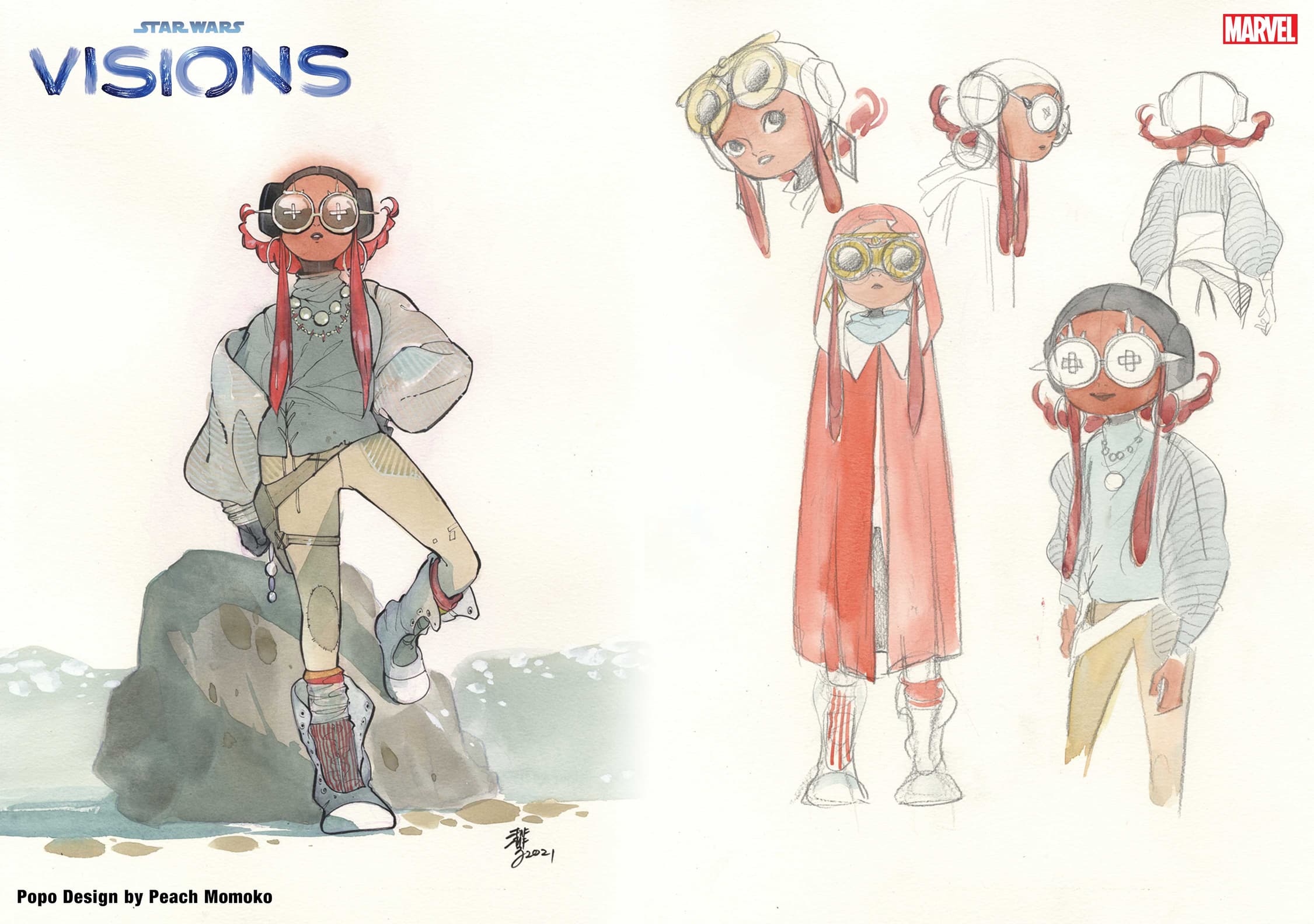 STAR WARS: VISIONS - PEACH MOMOKO #1 Popo Design Sheet by Peach Momoko