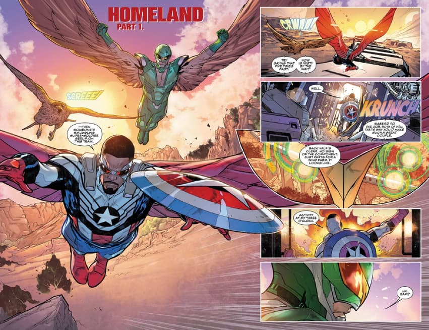 Sam Wilson soars into action alongside Falcon: Joaquin Torres in CAPTAIN AMERICA: SYMBOL OF TRUTH (2022) #1.