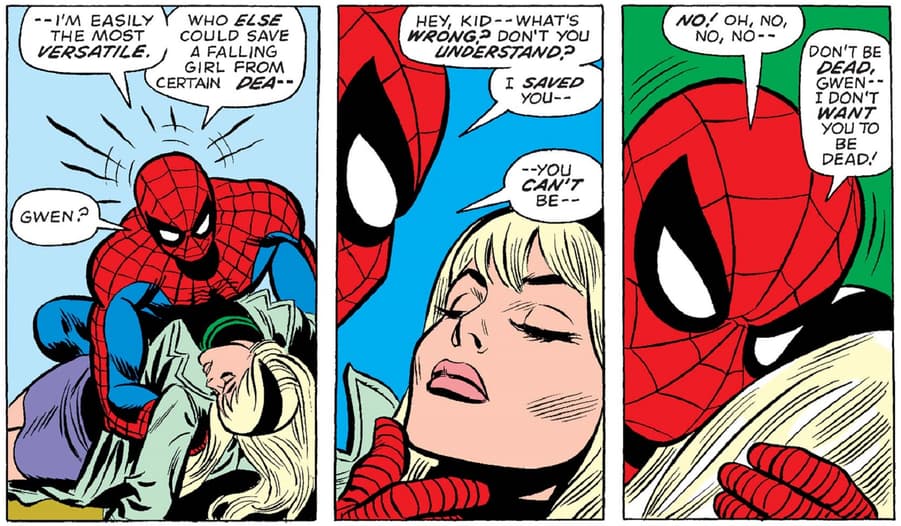 The death of Gwen Stacy in THE AMAZING SPIDER-MAN (1963) #121.