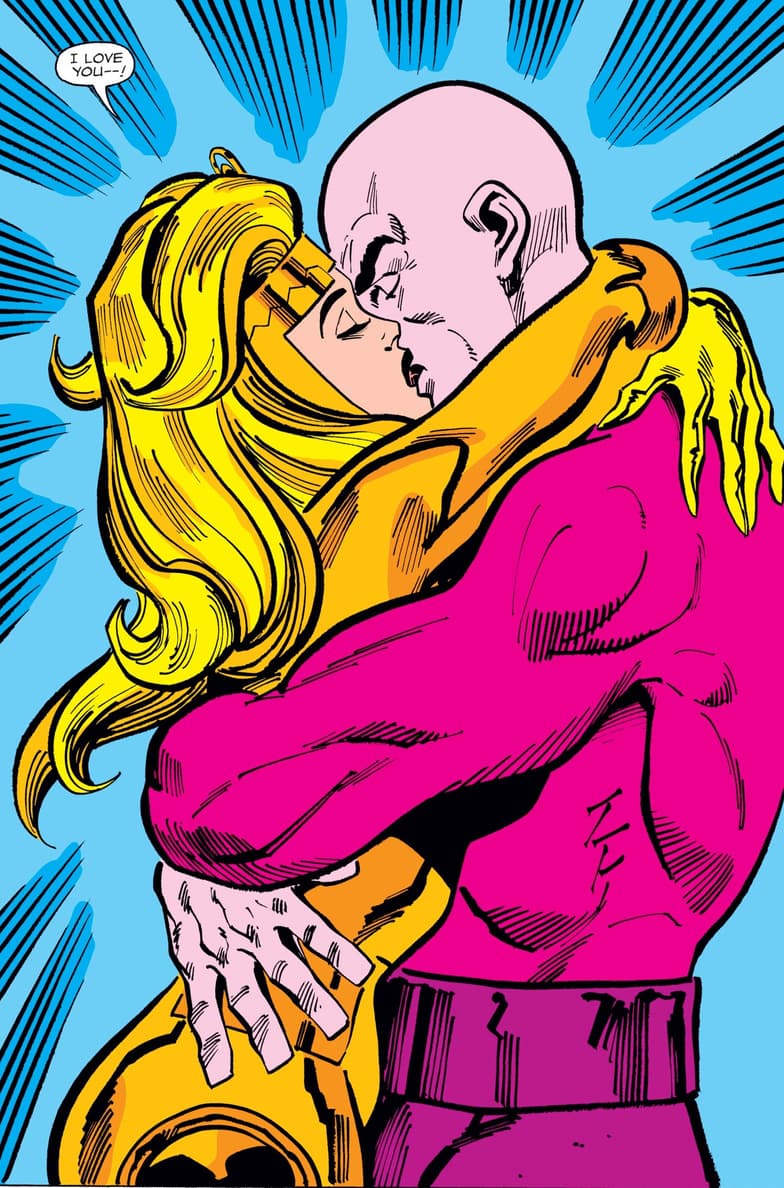 Kro and Thena embrace in THE ETERNALS (1985) #7.