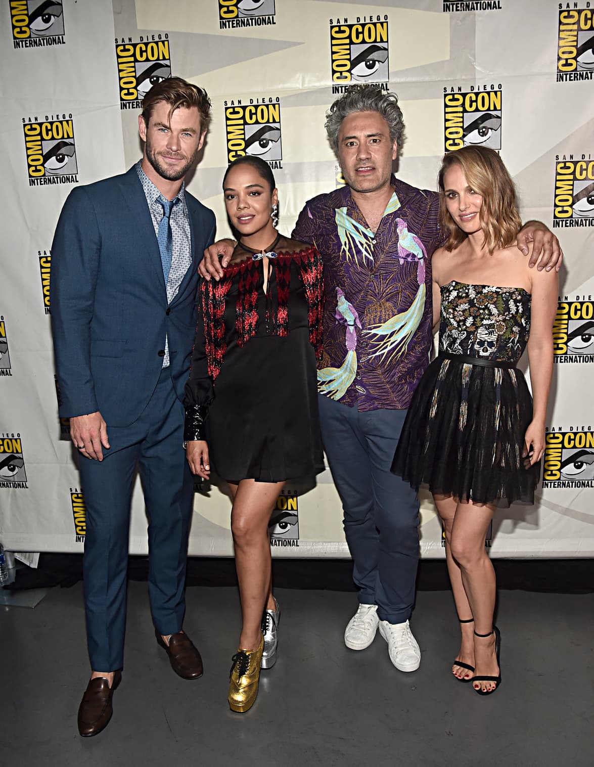 Chris Hemsworth, Tessa Thompson, Taika Waititi and Natalie Portman