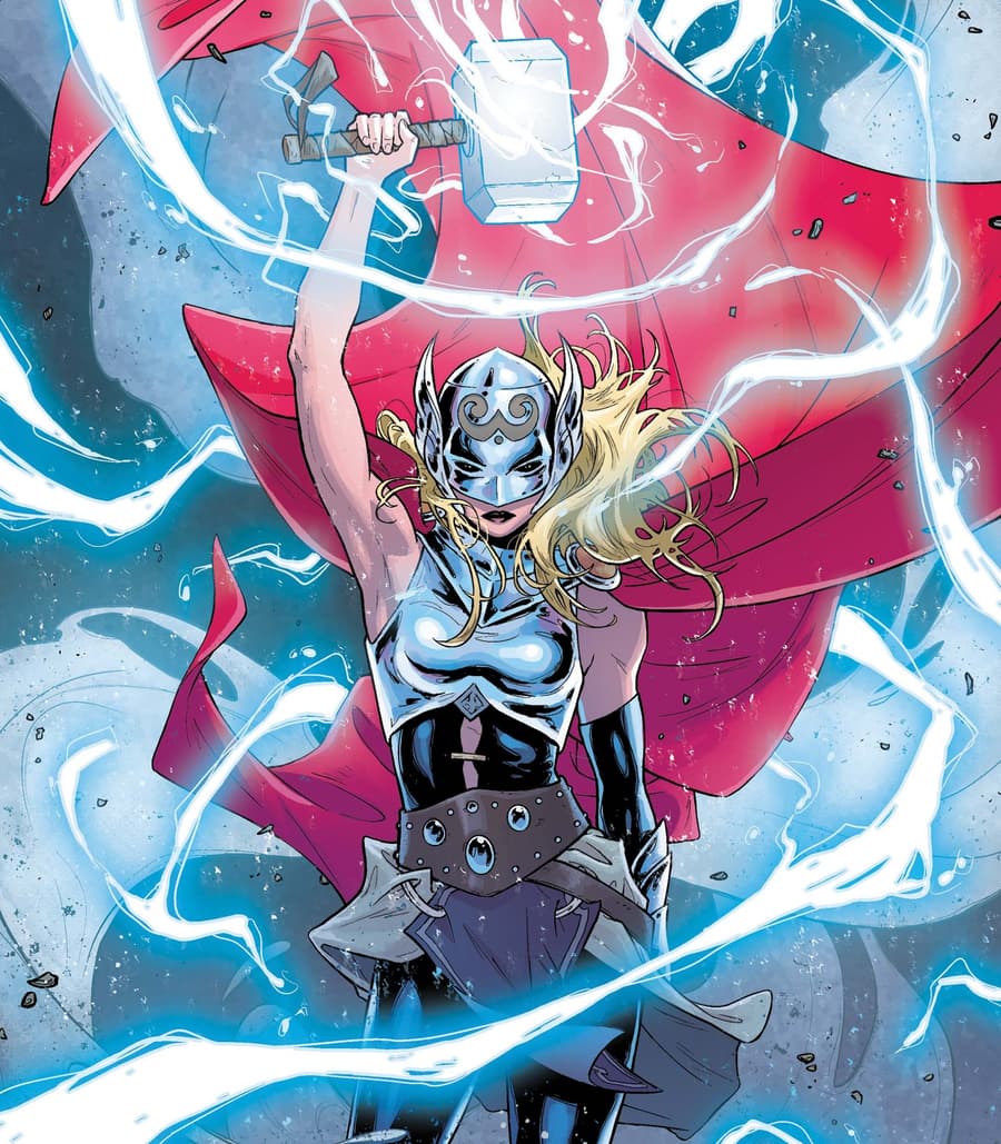 Jane Foster carries the hammer of Thor as the new Goddess of Thunder.