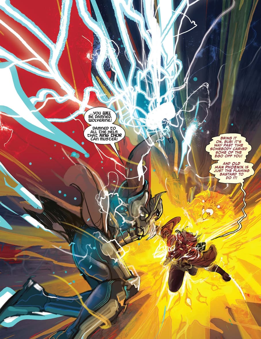 Wolverine as Old Man Phoenix in THOR (2018) #5. Art by Christian Ward.