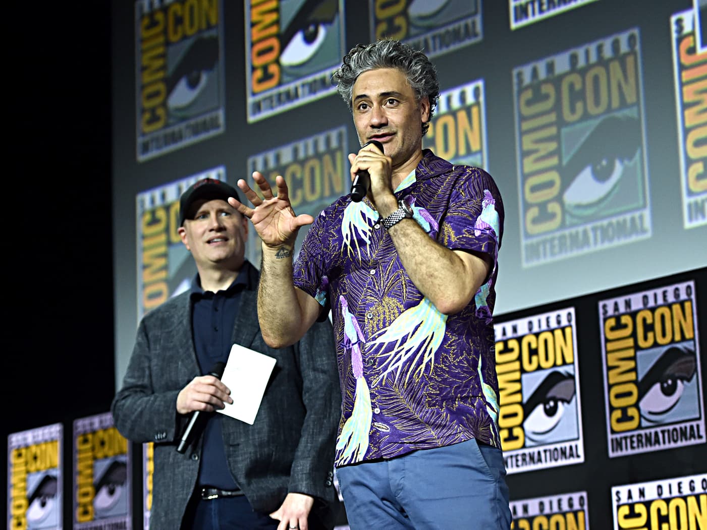Kevin Feige and Taika Waititi 