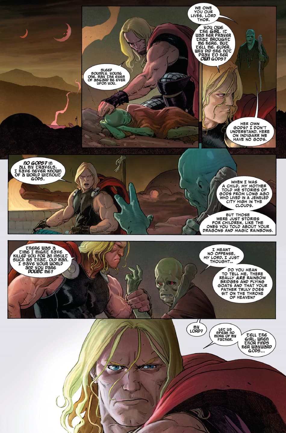Thor hears about Gorr for the first time in THOR: GOD OF THUNDER (2012) #1.