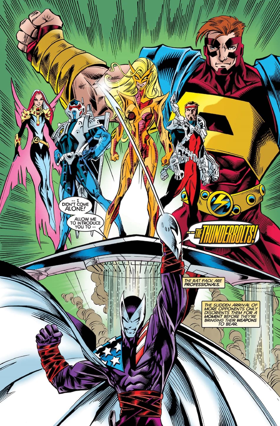 Citizen V introduces the team in THUNDERBOLTS (1997) #1.