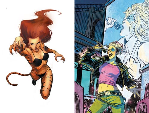 Tigra and Dazzler, as seen in Marvel Comics