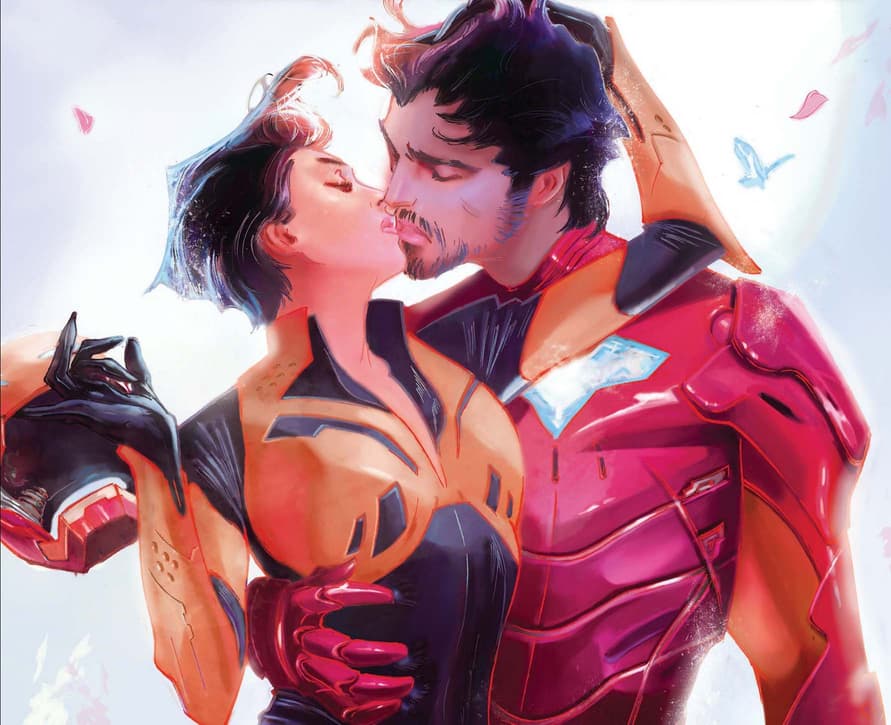 Девушка тони. Janet van Dyne and Tony Stark. Тони Старк и Оса. Марвел Тони Старк. Тони Старк и Пайпер.