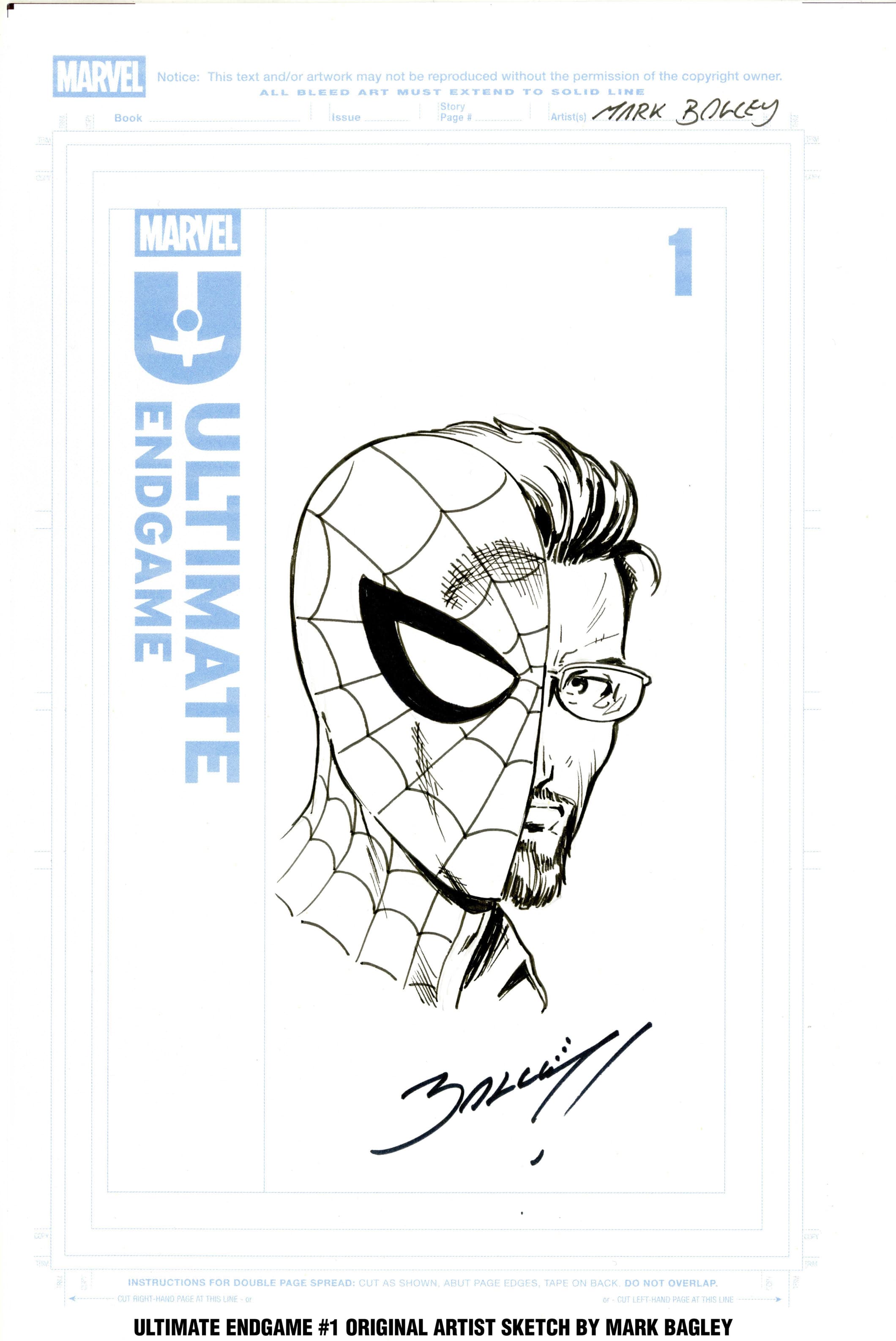 ULTIMATE ENDGAME #1 Original Artist Sketch by Mark Bagley