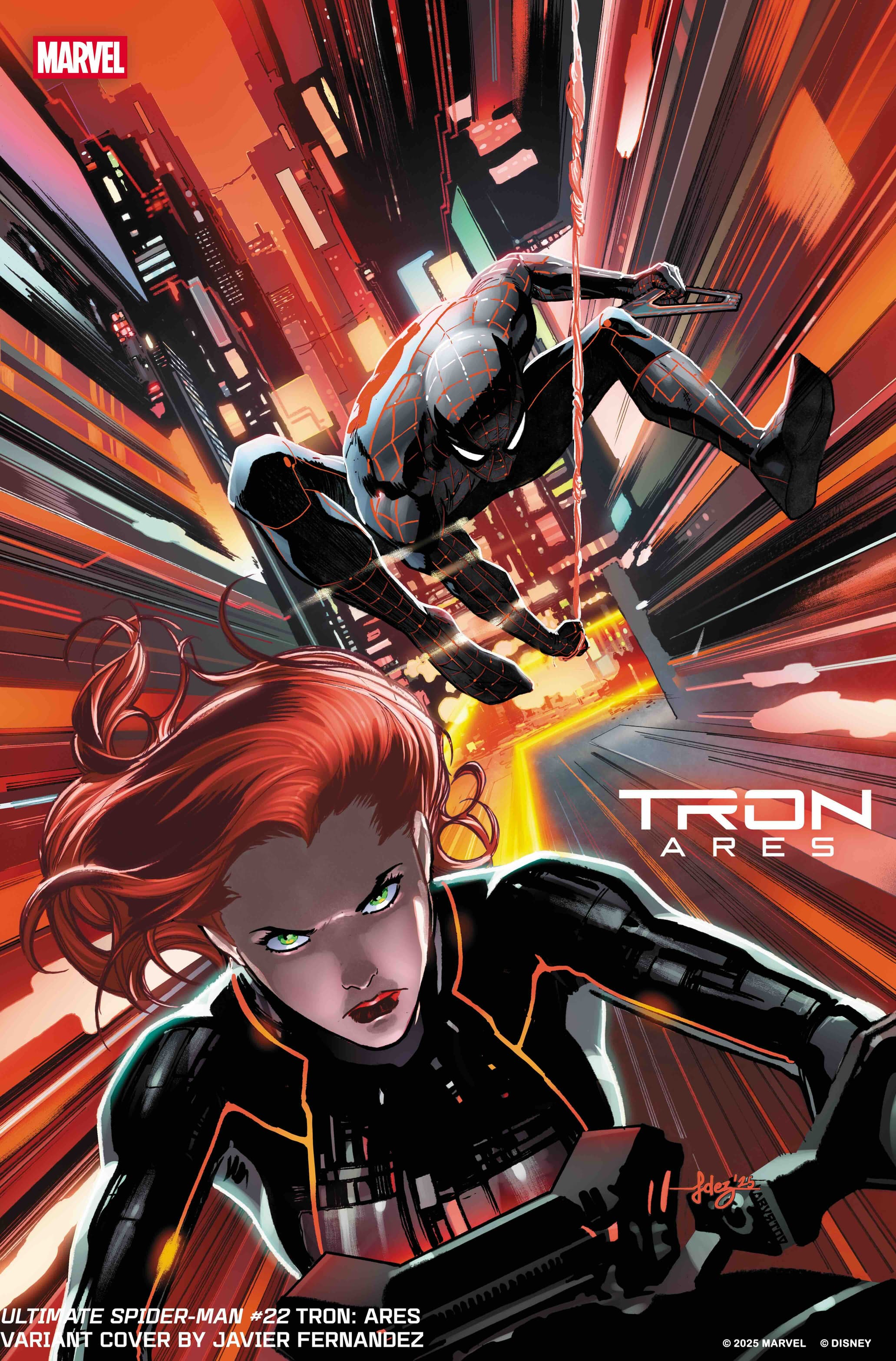 ULTIMATE SPIDER-MAN #22 Tron: Ares Variant Cover by JAVIER FERNANDEZ