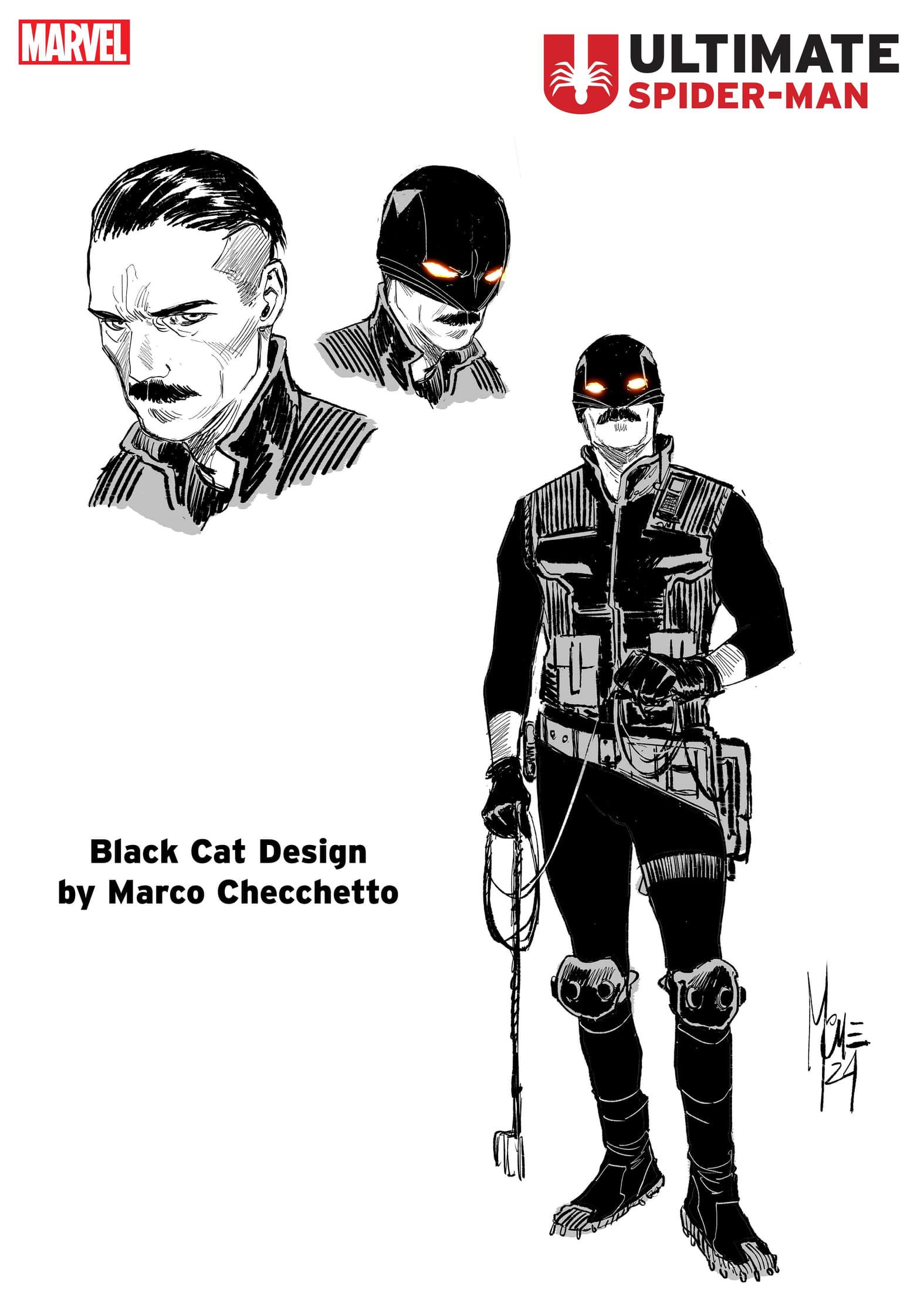 ULTIMATE SPIDER-MAN: Black Cat character design sheet by Marco Checchetto