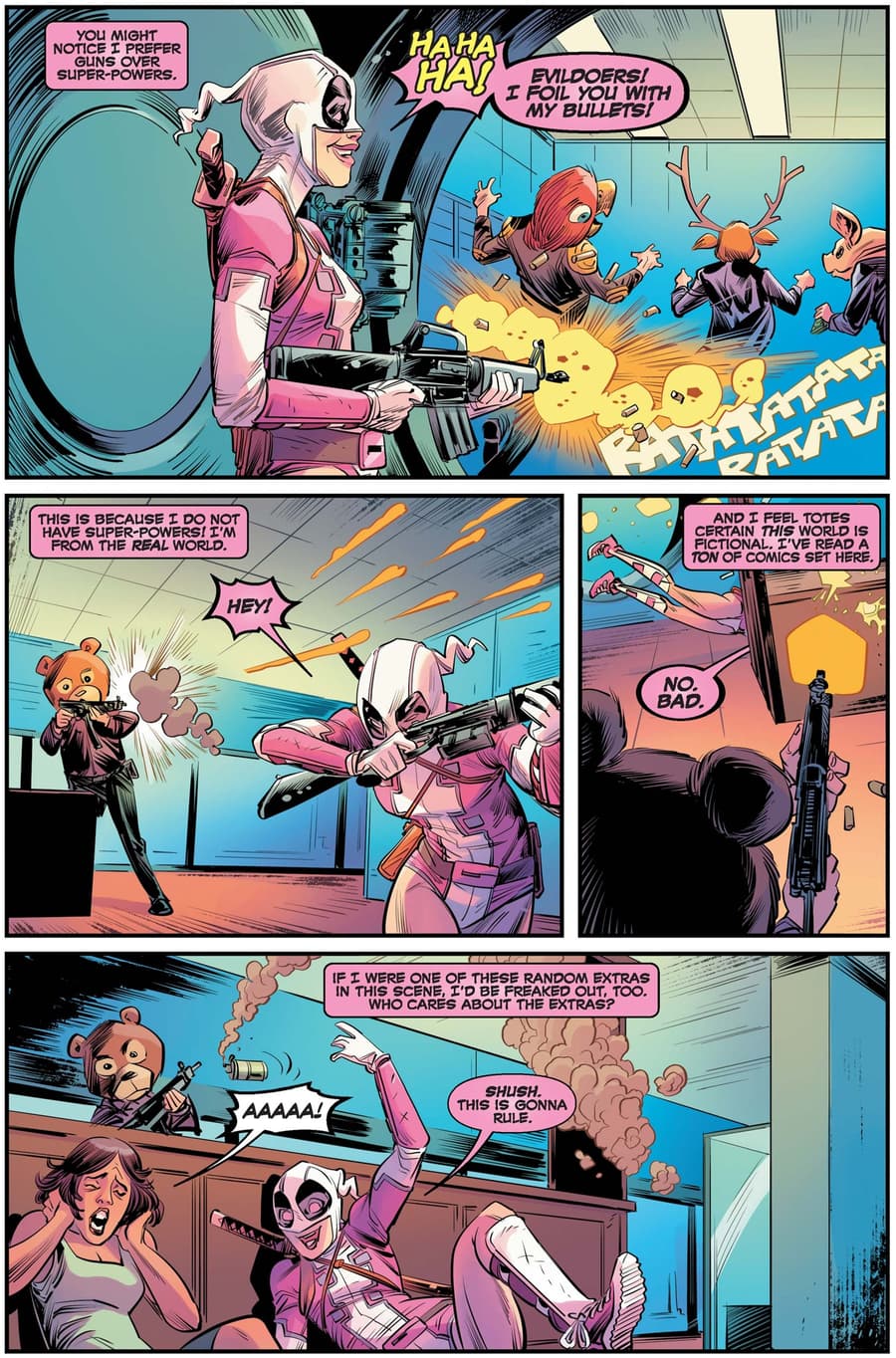 THE UNBELIEVABLE GWENPOOL (2016) #1 page by Christopher Hastings and Gurihiru