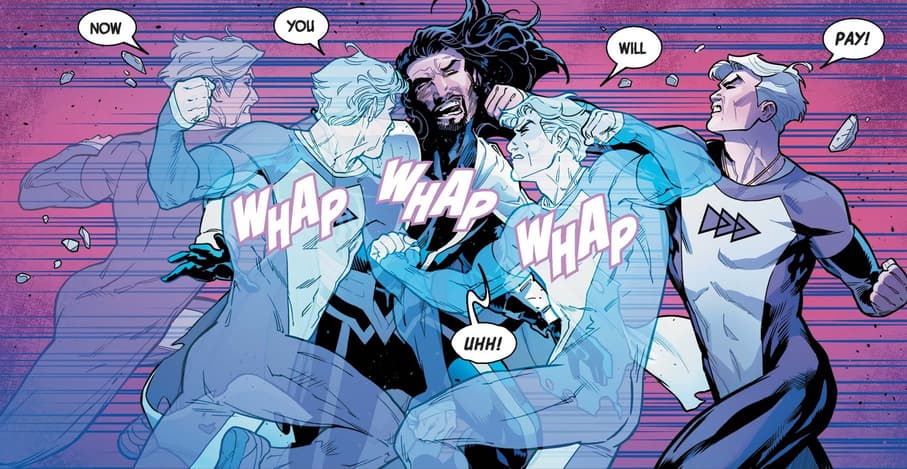 Quicksilver using his "speed punch" in UNCANNY AVENGERS (2015) #27.