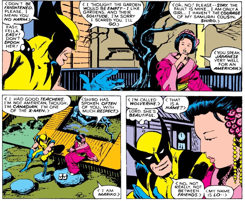 The first meeting of Mariko and Logan in UNCANNY X-MEN (1963) #118.