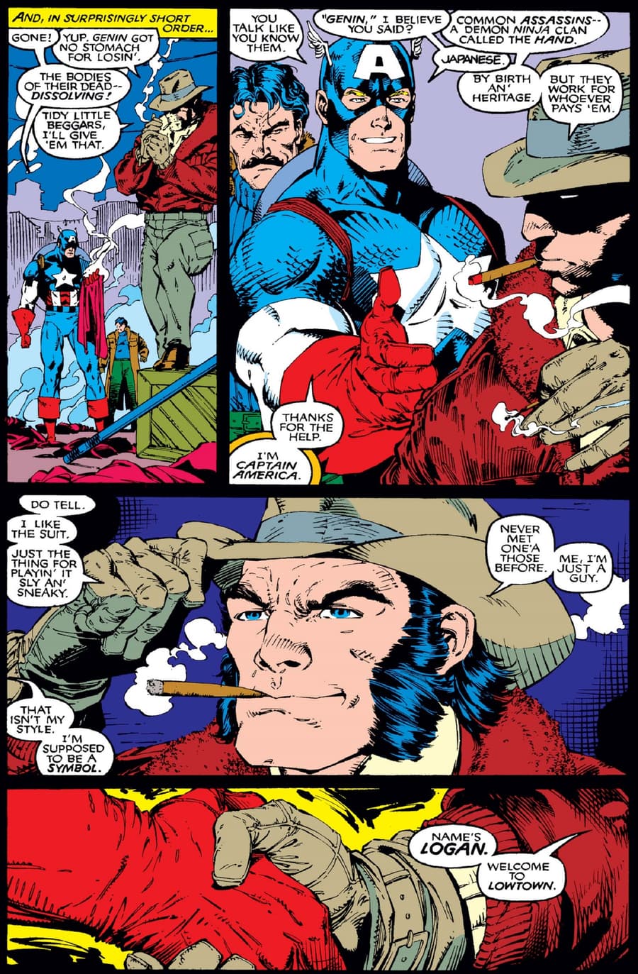 Logan meets Cap for the first time in classic issue UNCANNY X-MEN (1963) #268.