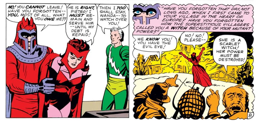 Magneto uses bullying and pressure to keep Wanda and Pietro in his ranks.