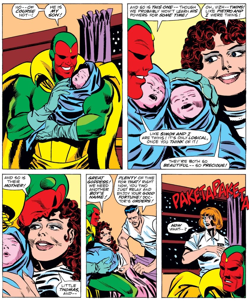 The twins arrive in VISION AND THE SCARLET WITCH (1985) #12.