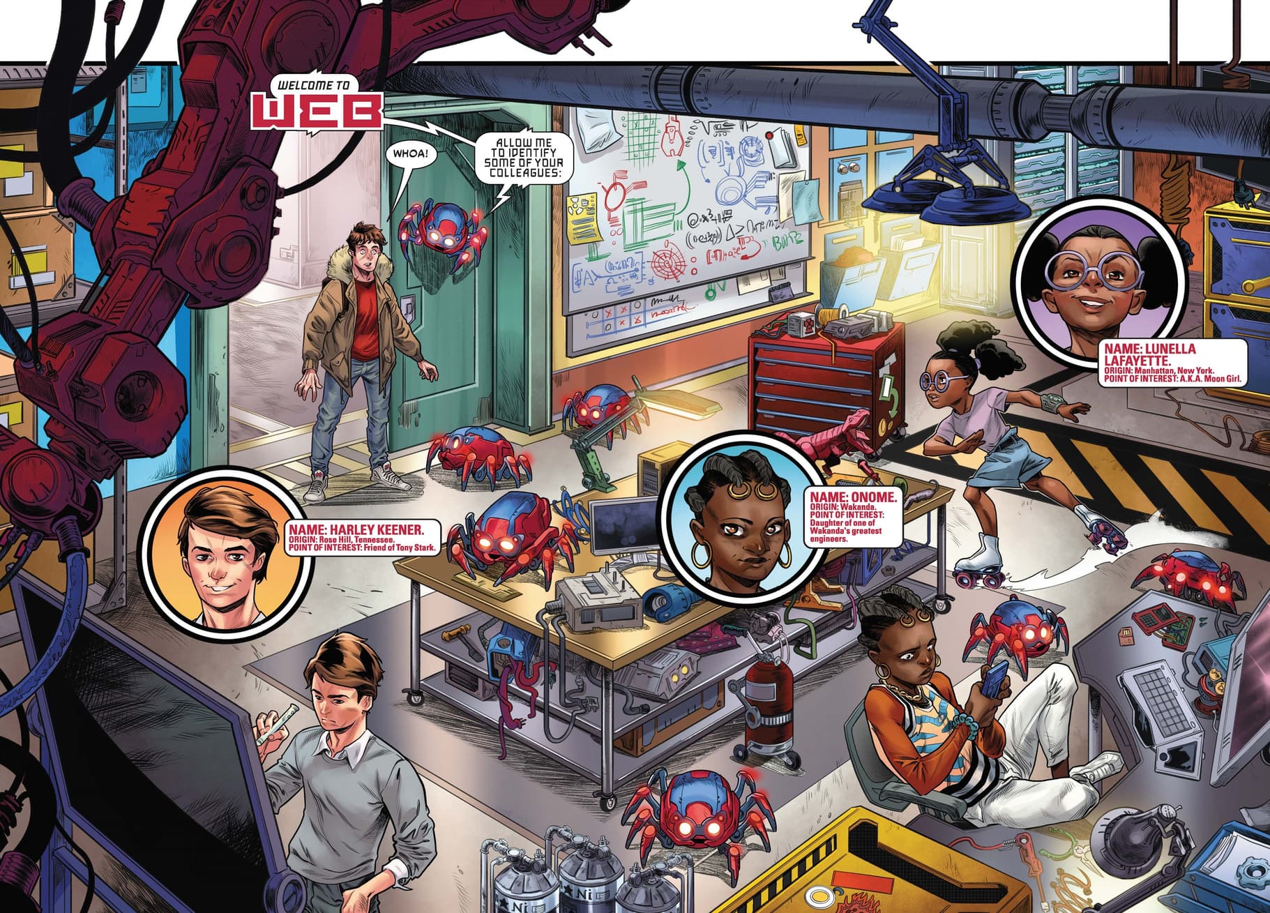 Meet the students of W.E.B. in W.E.B. OF SPIDER-MAN (2021) #1.