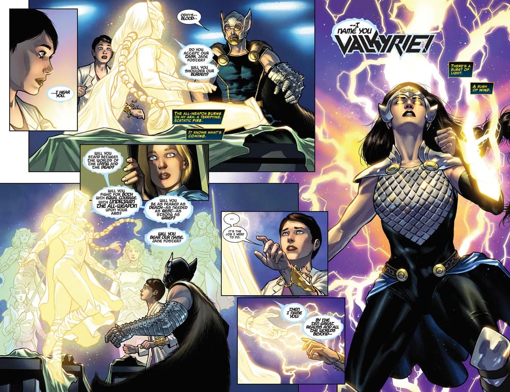 Jane Foster transforms into Valkyrie.