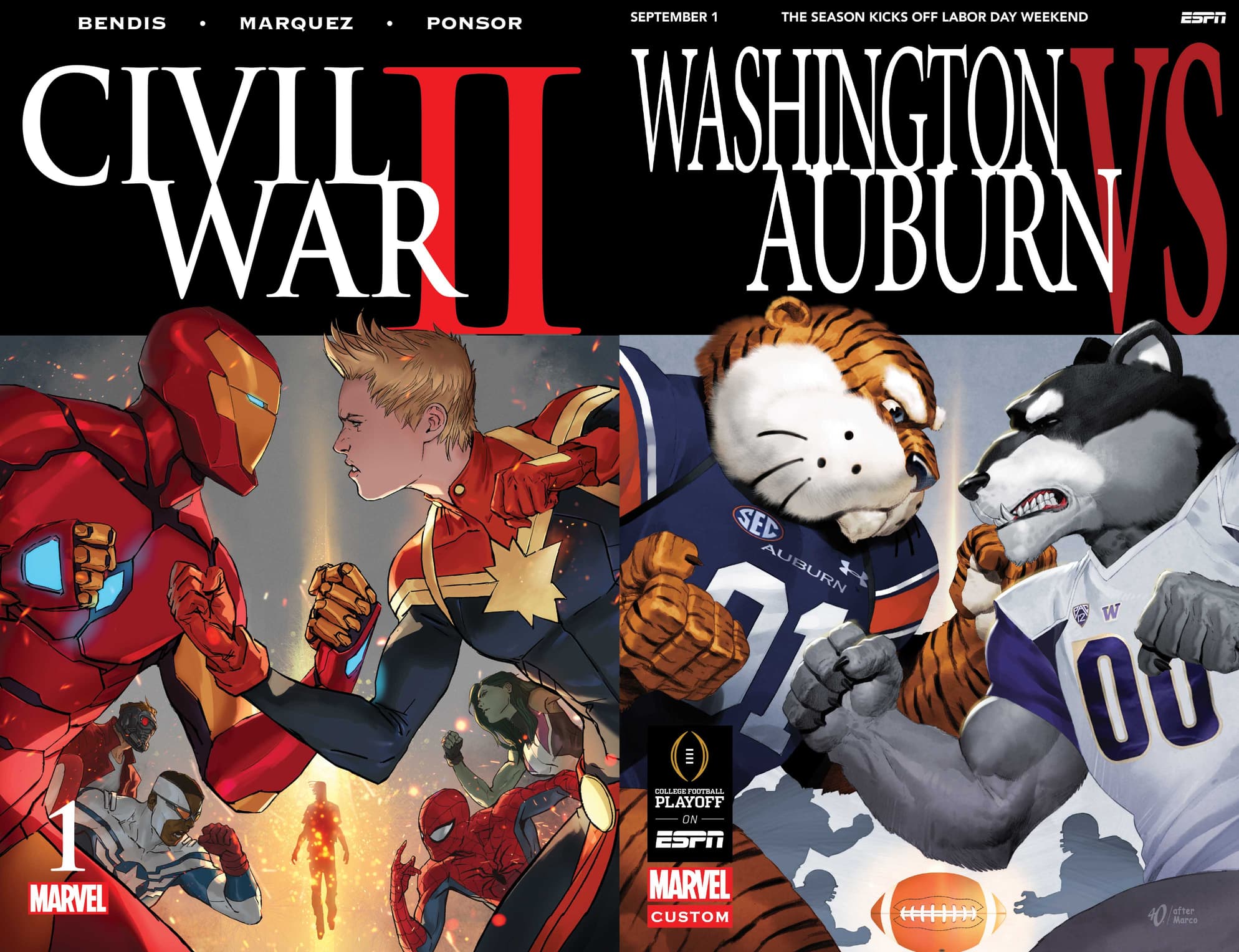 Washington vs Auburn mascot cover