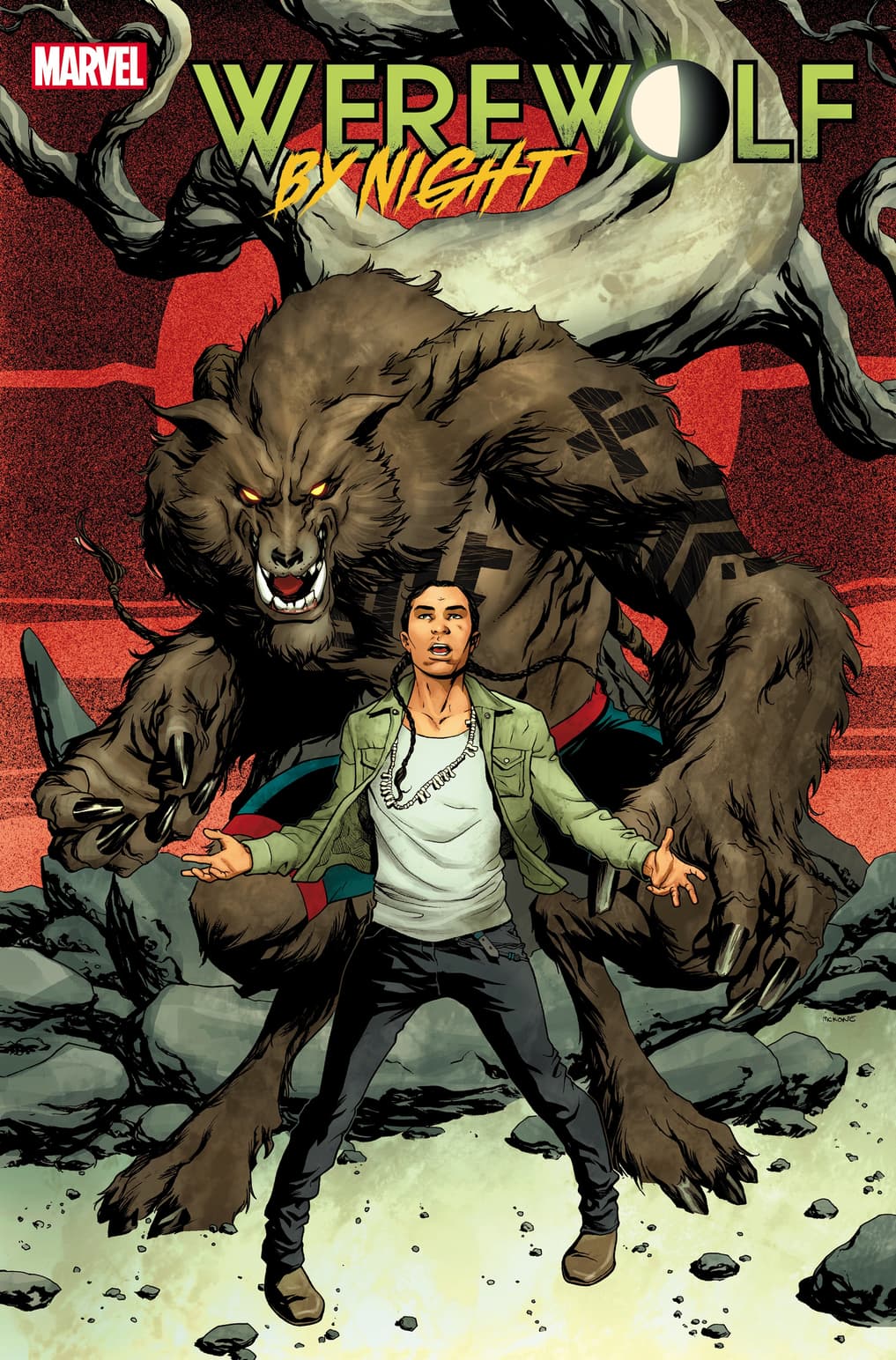 WEREWOLF BY NIGHT #1 WRITTEN BY TABOO AND BENJAMIN JACKENDOFF, ART BY SCOT EATON, COVER BY MIKE MCKONE