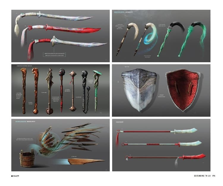 Weaponry design from Marvel Studios' Shang-Chi and The Legend of The Ten Rings: The Art of the Movie.