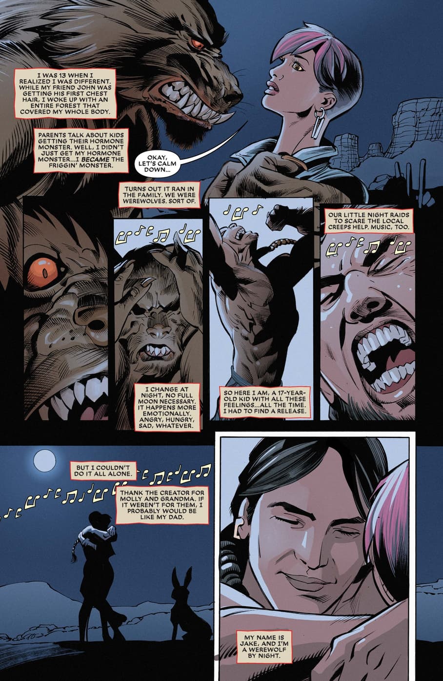 Jake Gomez shares his origin in WEREWOLF BY NIGHT (2020) #1.