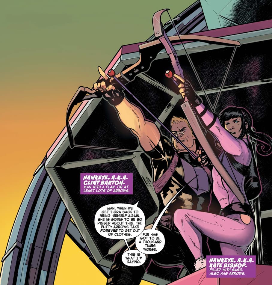 The two Hawkeyes in WEST COAST AVENGERS (2018) #2.